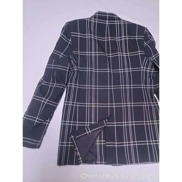 Alexander Wang Plaid Double Breasted Blazer Black White Zip Sleeve Women - Picture 8 of 12